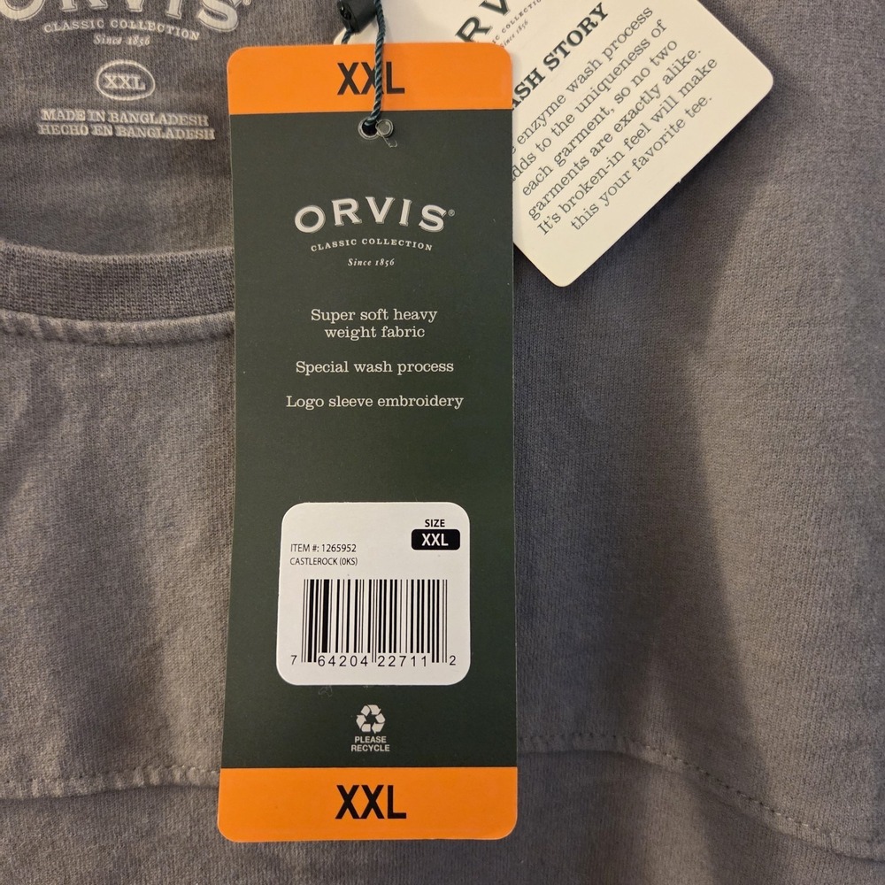 Orvis sz XXL men's laguna short slv crew tee gray NWT 100% cotton casual - Picture 4 of 11
